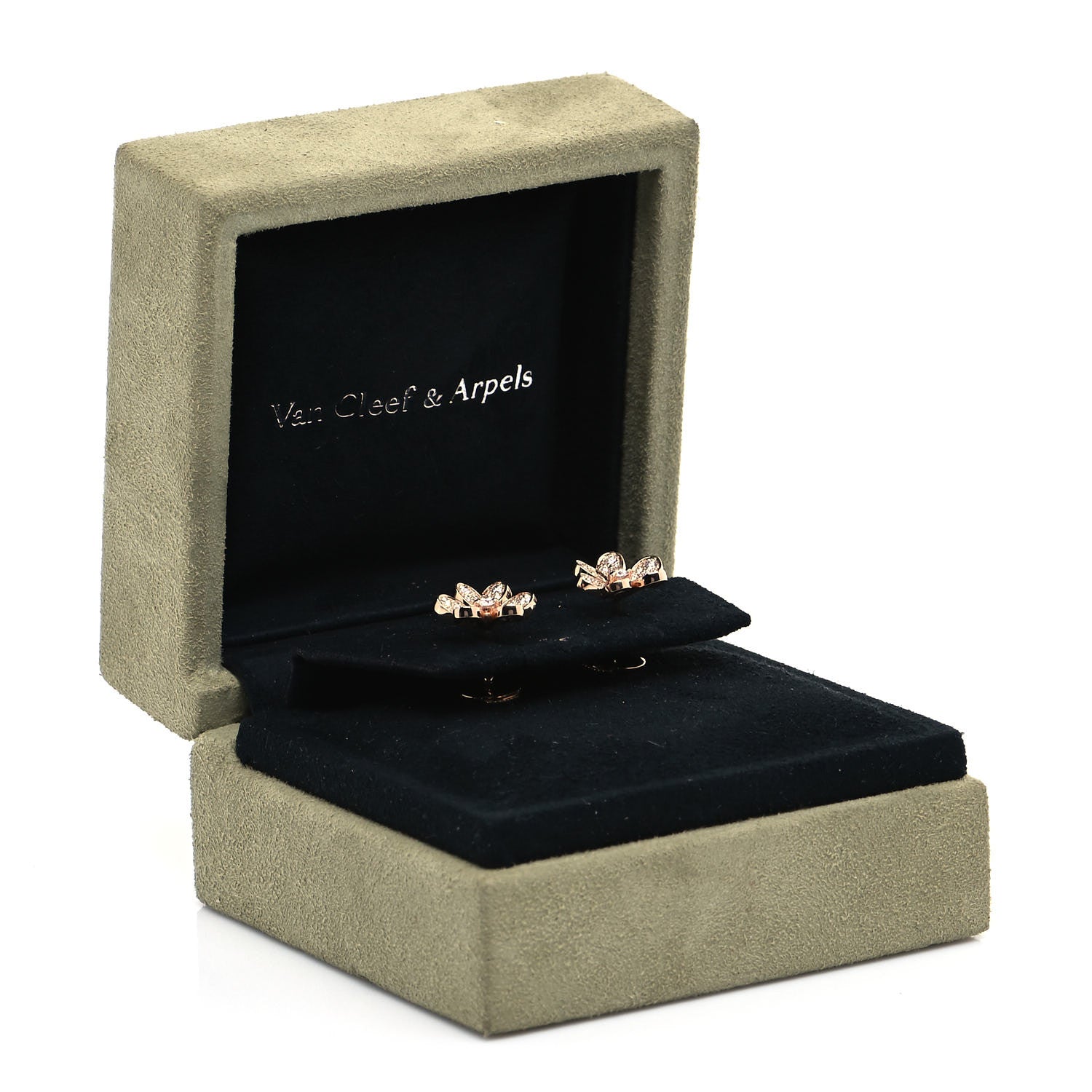 Van Cleef & Arpels 18K Rose Gold Diamond Mini Frivole Pave Earrings 6 of 6