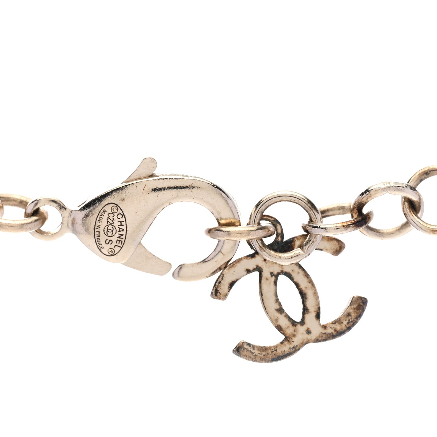 Metal Crystal Logo Choker Necklace Gold