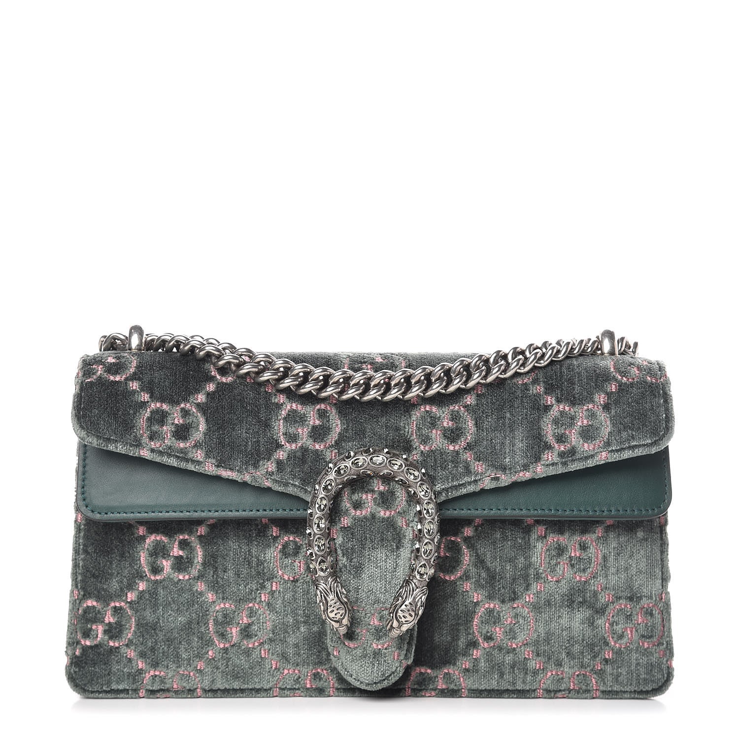 Gucci Velvet Moon Calfskin Crystal GG Monogram Small Dionysus Shoulder Bag Avio Dusty Pink Black Diamond 1 of 13