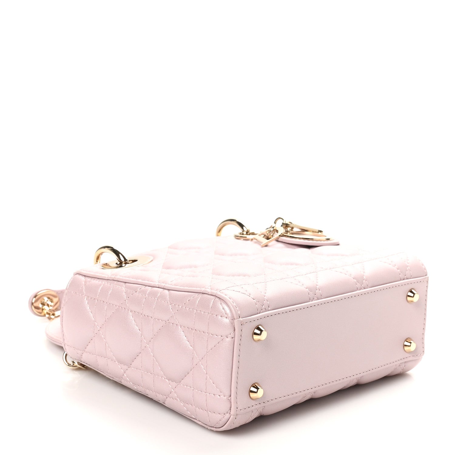 Christian Dior Metallic Lambskin Cannage Mini Lady Dior Lotus 4 of 10