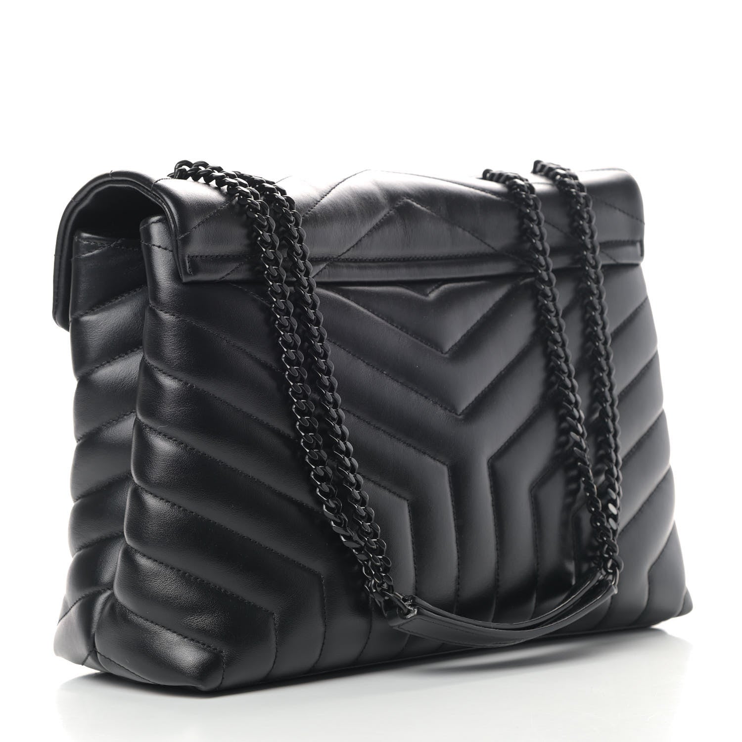 Saint Laurent Calfskin Y Quilted Monogram Medium Loulou Chain Satchel Black 2 of 6