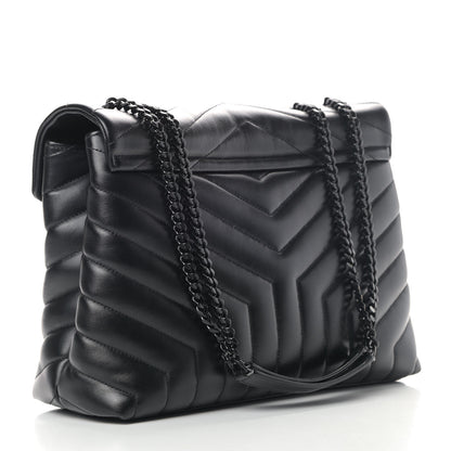 Saint Laurent Calfskin Y Quilted Monogram Medium Loulou Chain Satchel Black 2 of 6