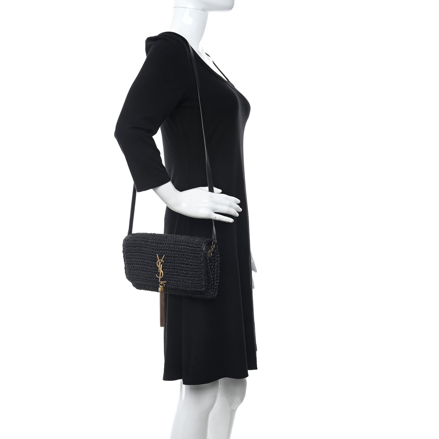 Raffia Monogram Tassel Kate 99 Black