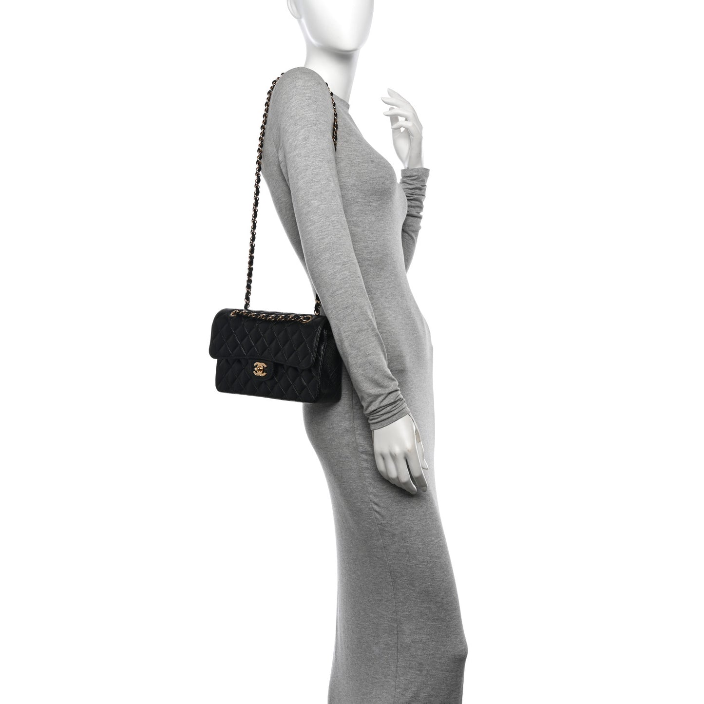 Caviar Quilted Small Double Flap Black