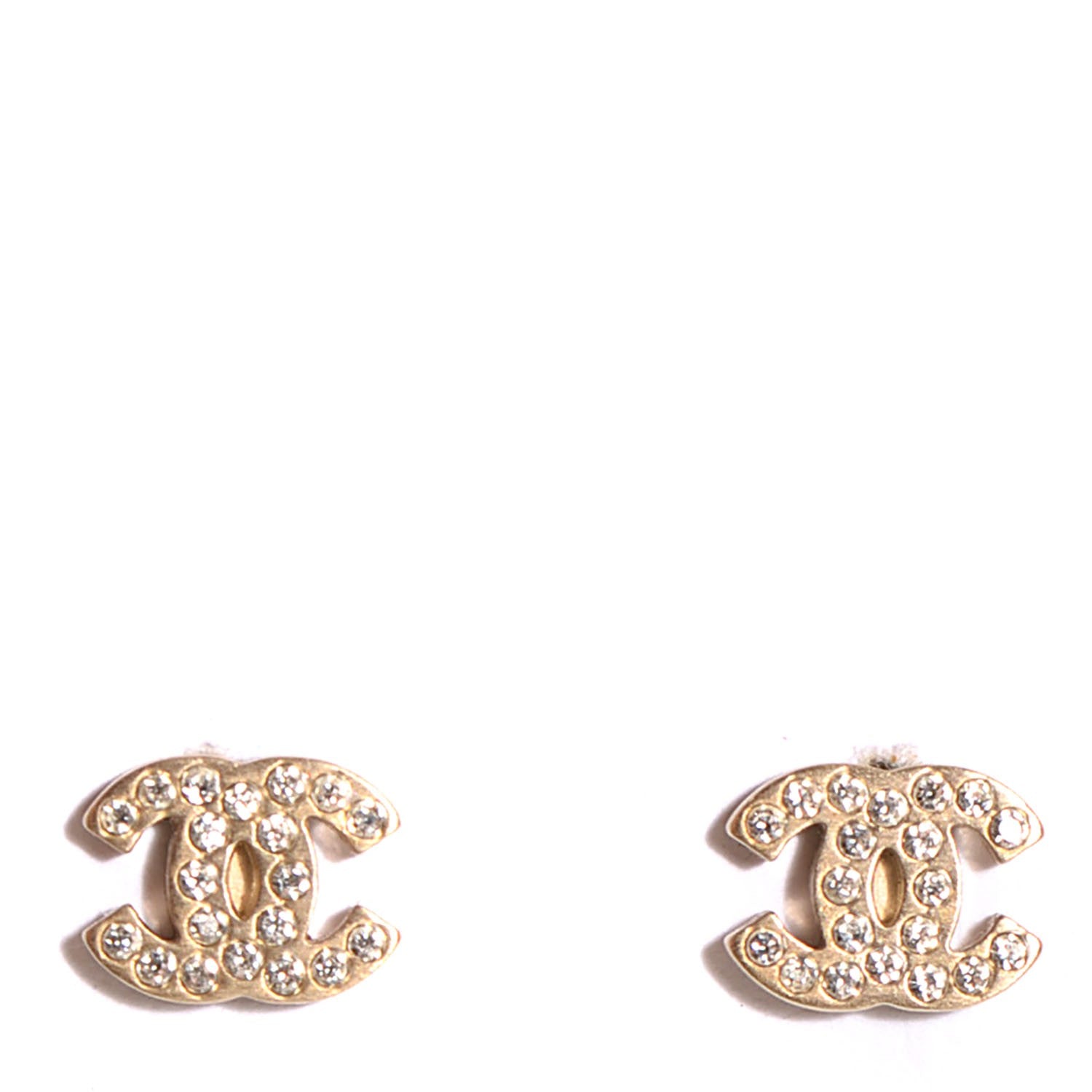 Chanel Crystal CC Earrings Gold 1 of 5