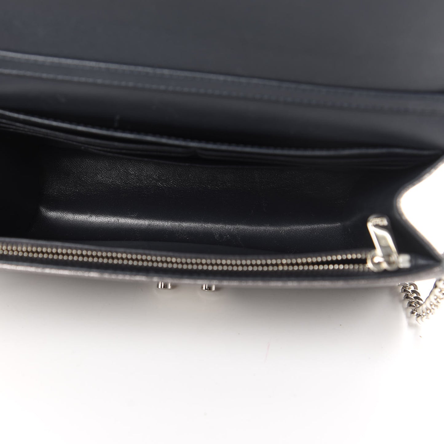 Metallic Brushed Calfskin Miss Dior Promenade Pouch Gunmetal