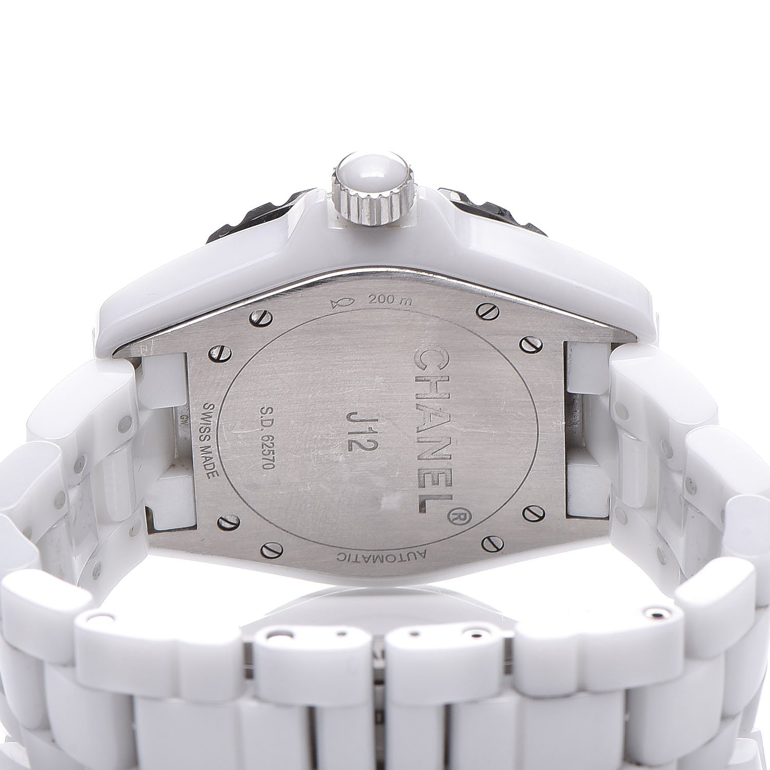 Chanel Stainless Steel Ceramic Diamond 38mm J12 Automatic Watch White 5 of 7