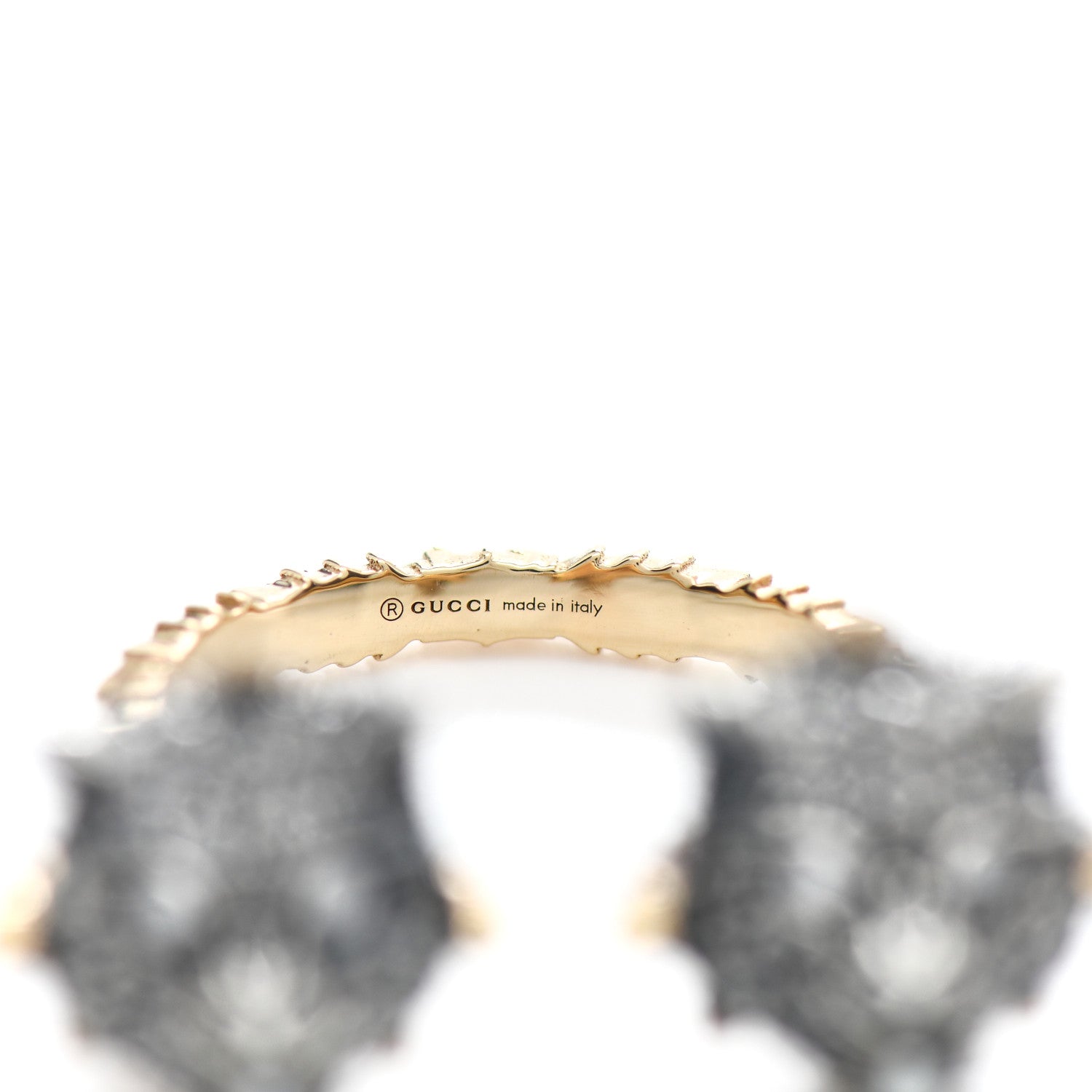 Gucci 18K White Yellow Gold Diamond Pearl Le Marche des Merveilles Tiger Head Ring 54 7 5 of 5