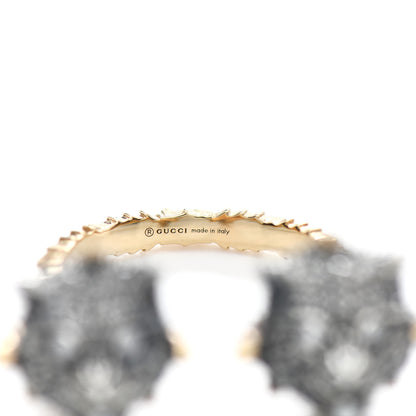 Gucci 18K White Yellow Gold Diamond Pearl Le Marche des Merveilles Tiger Head Ring 54 7 5 of 5