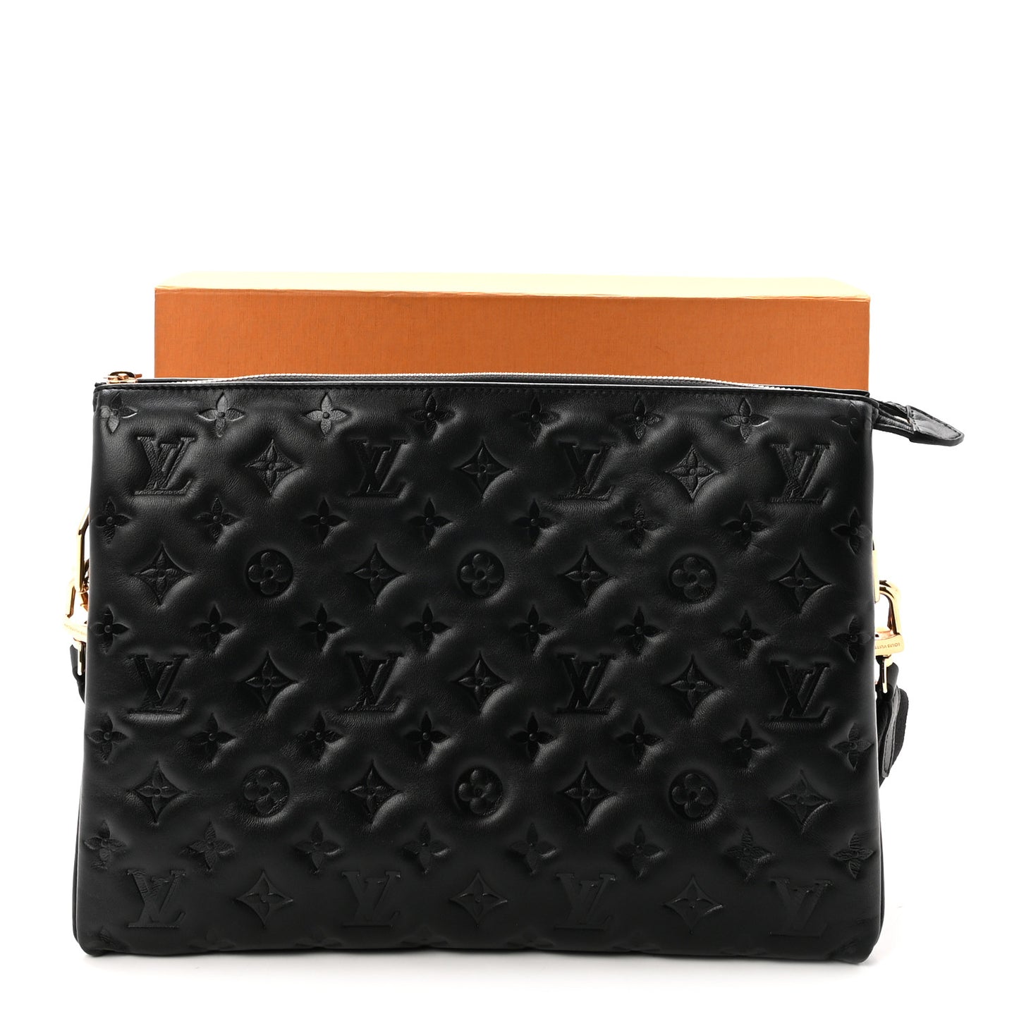 Lambskin Embossed Monogram Coussin MM Black