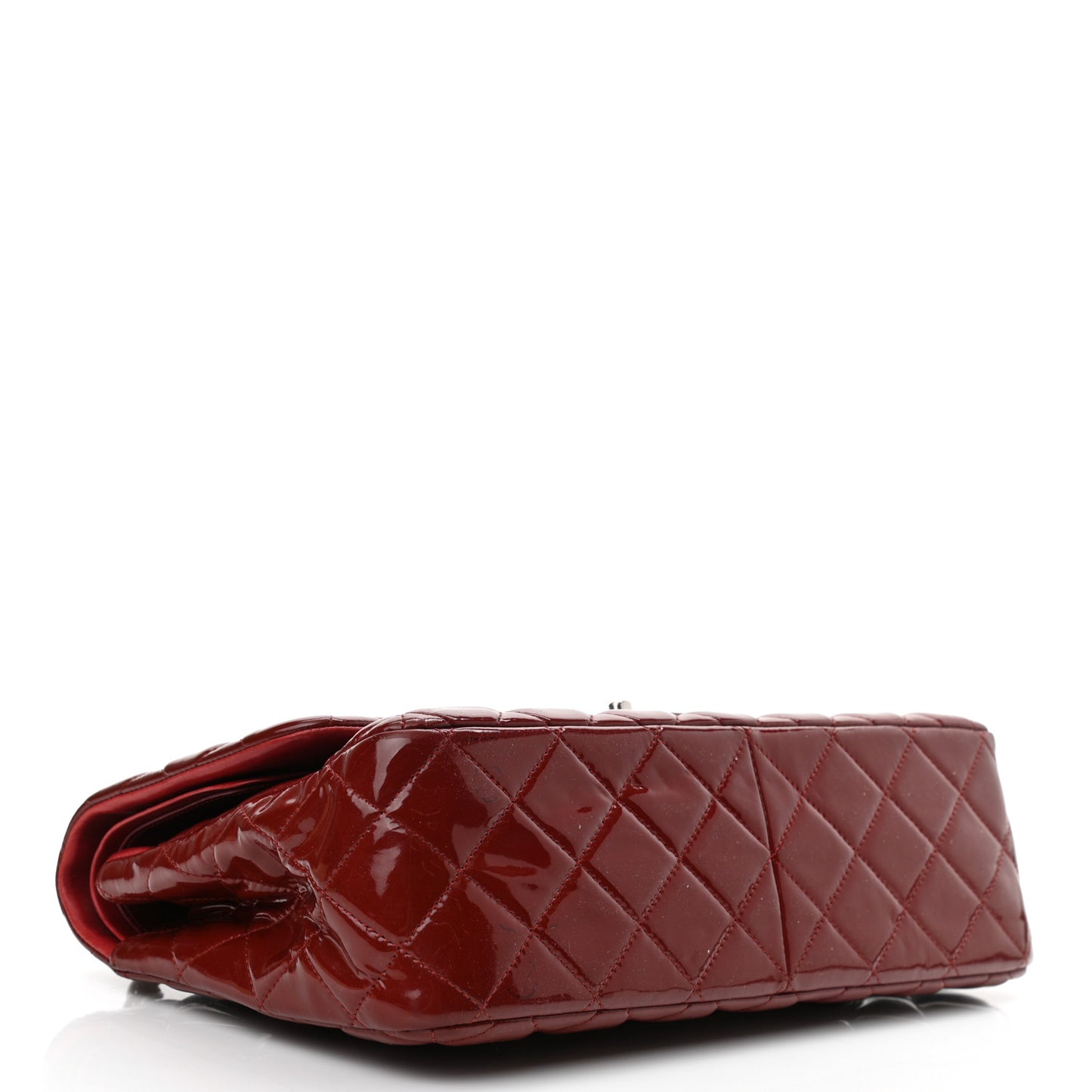 Patent Quilted Jumbo Double Flap Dark Red