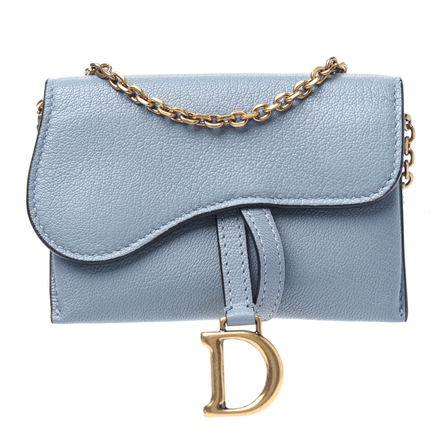 Goatskin Nano Saddle Chain Pouch Cloud Blue