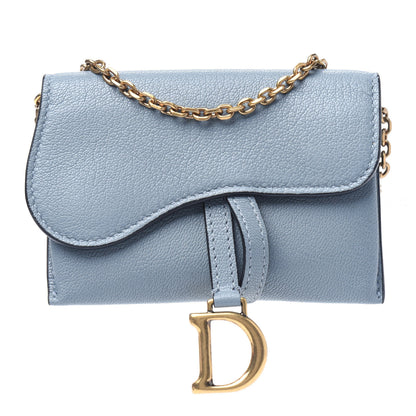 Christian Dior Goatskin Nano Saddle Chain Pouch Cloud Blue 1 of 9