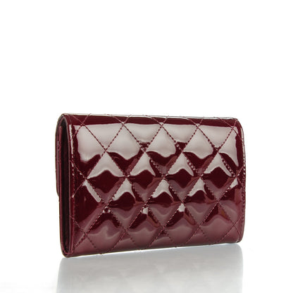 Chanel Patent Calfskin Quilted Small Flap Wallet Burgundy 3 of 8