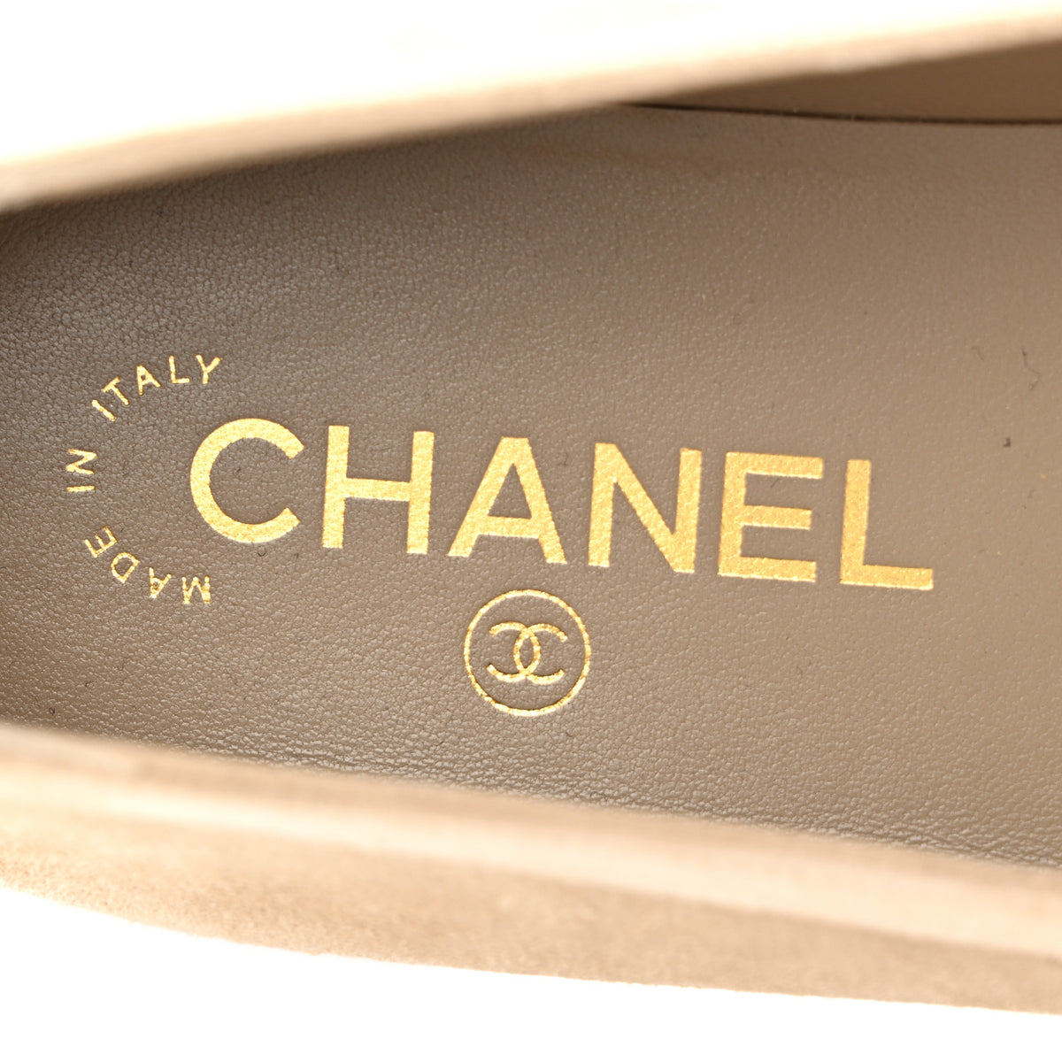Chanel Suede Crystal CC Mocassin Loafers 39.5 Beige 7 of 14