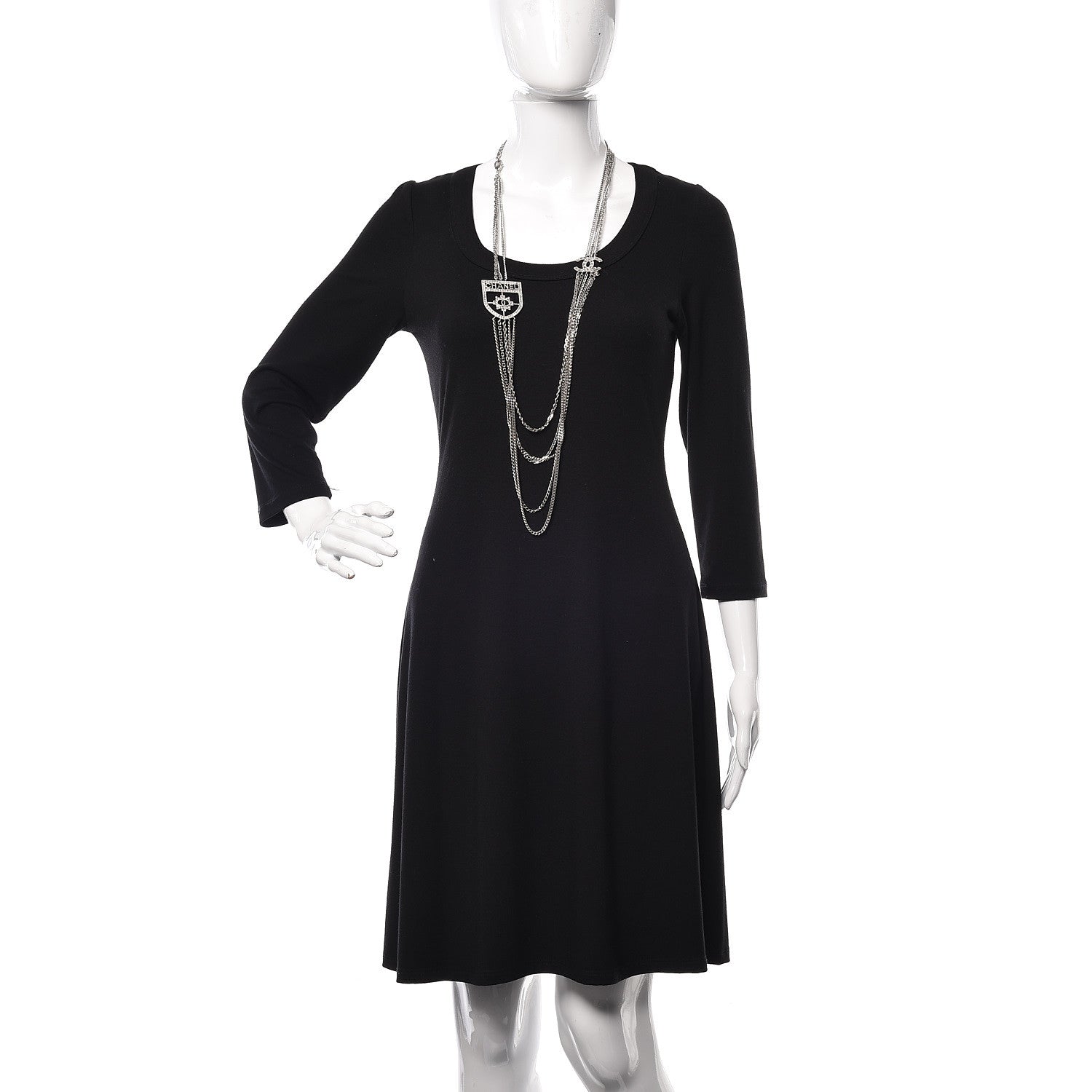 Chanel Baguette Crystal CC Shield Multi Strand Long Chain Necklace Silver 2 of 7