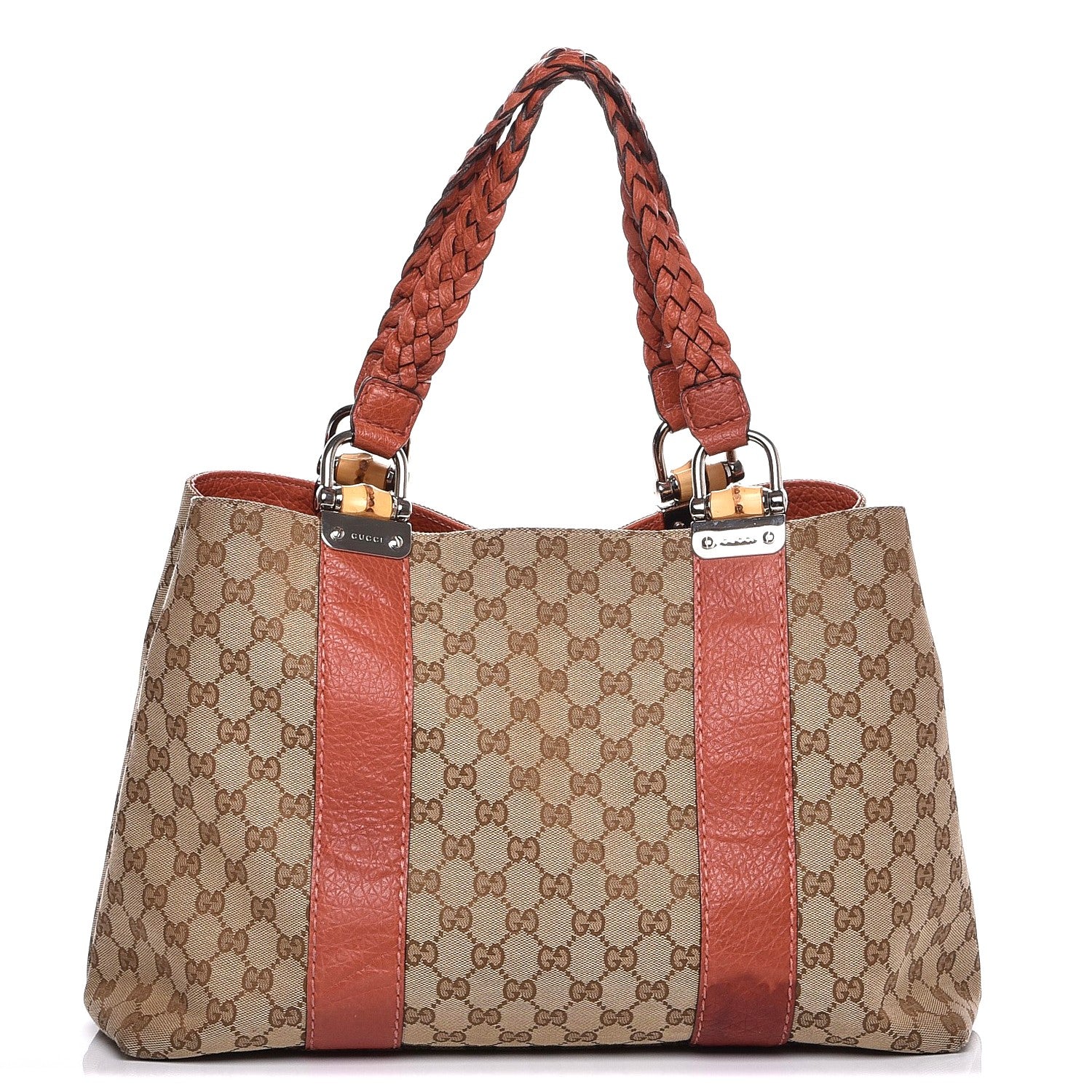 Gucci Monogram Libeccio Bamboo Bar Medium Tote Brown 1 of 8