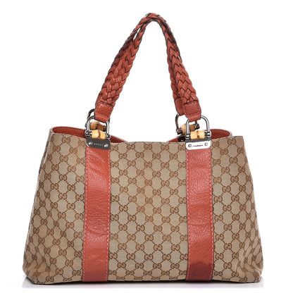 Gucci Monogram Libeccio Bamboo Bar Medium Tote Brown 1 of 8