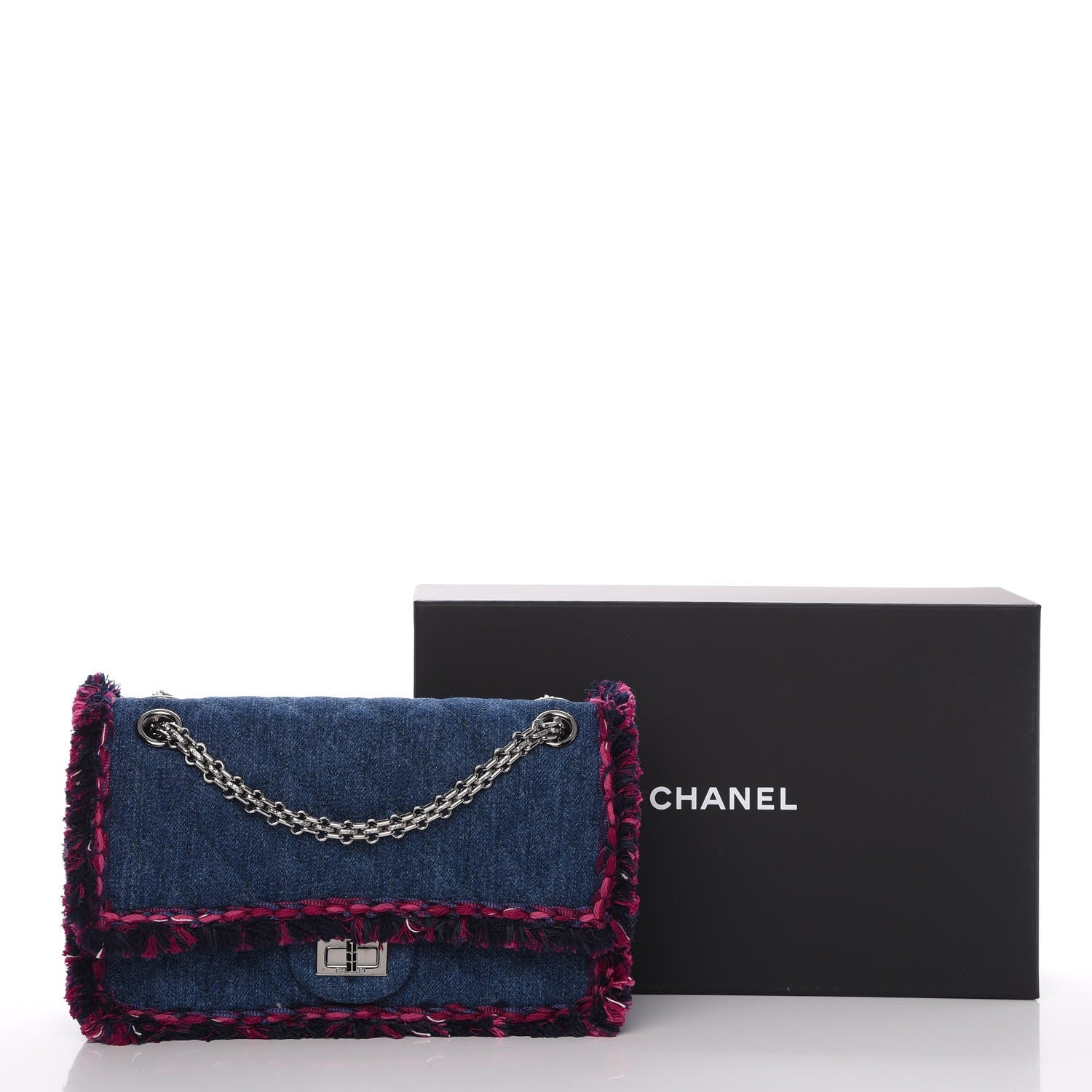 Chanel Denim Tweed 2.55 Reissue 225 Flap Blue Dark Pink 9 of 9
