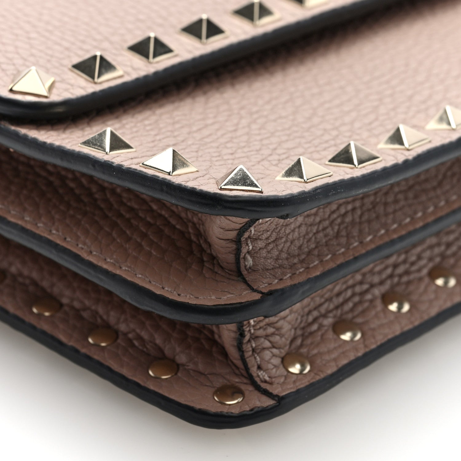 Valentino Garavani Pebbled Calfskin Rockstud Flap Wallet On Chain Poudre 8 of 10