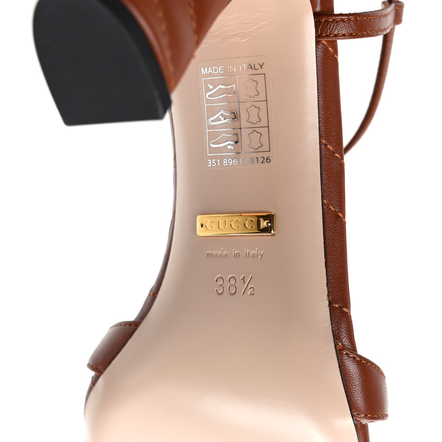 Nappa Matelasse T-Strap 40mm Sandals 38.5 Brown Papaya