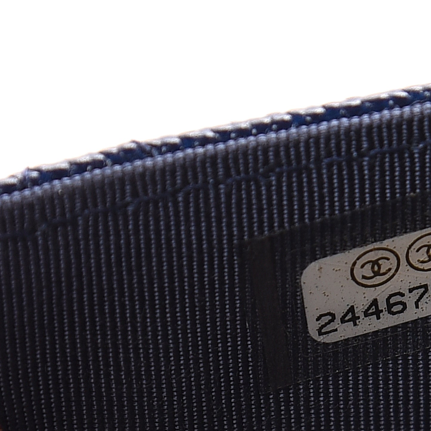 Caviar Quilted Flap Card Holder Navy Blue