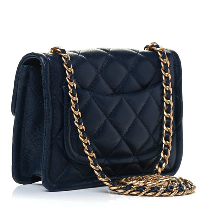 Chanel Caviar Quilted Mini Sweet Classic Flap Navy Blue 2 of 4