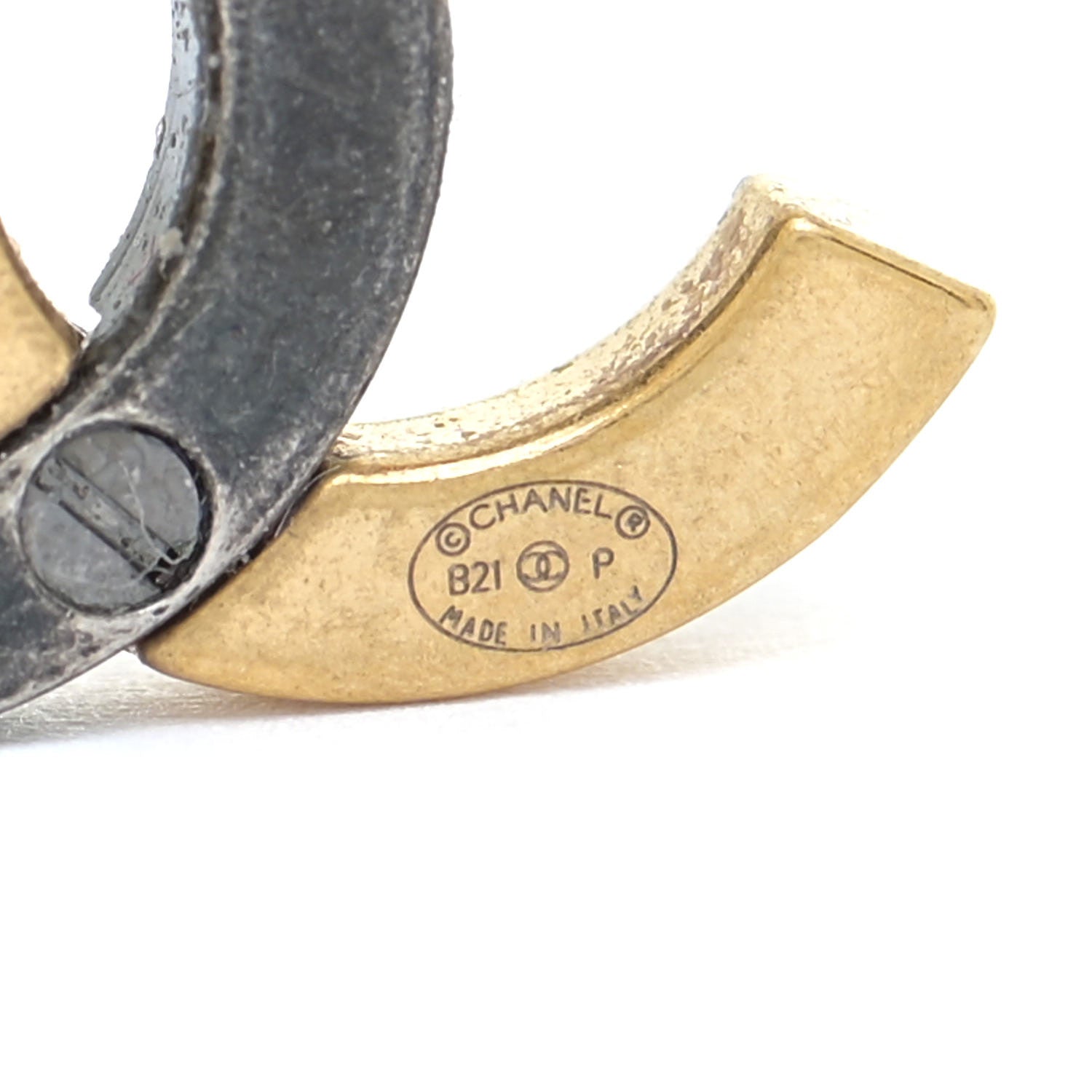 Chanel Metal CC Earrings Gold Ruthenium 4 of 5