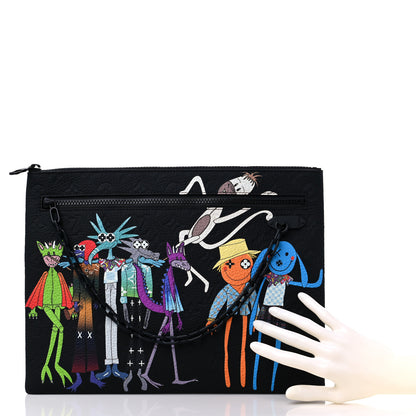 Louis Vuitton Taurillon Monogram Embroidered Cartoon LV Friends A4 Pochette Black 2 of 8