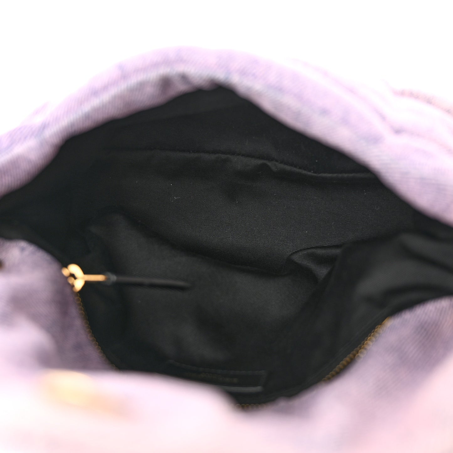 Denim Quilted Small Loulou Puffer Monogram Chain Satchel Bleached Lilac