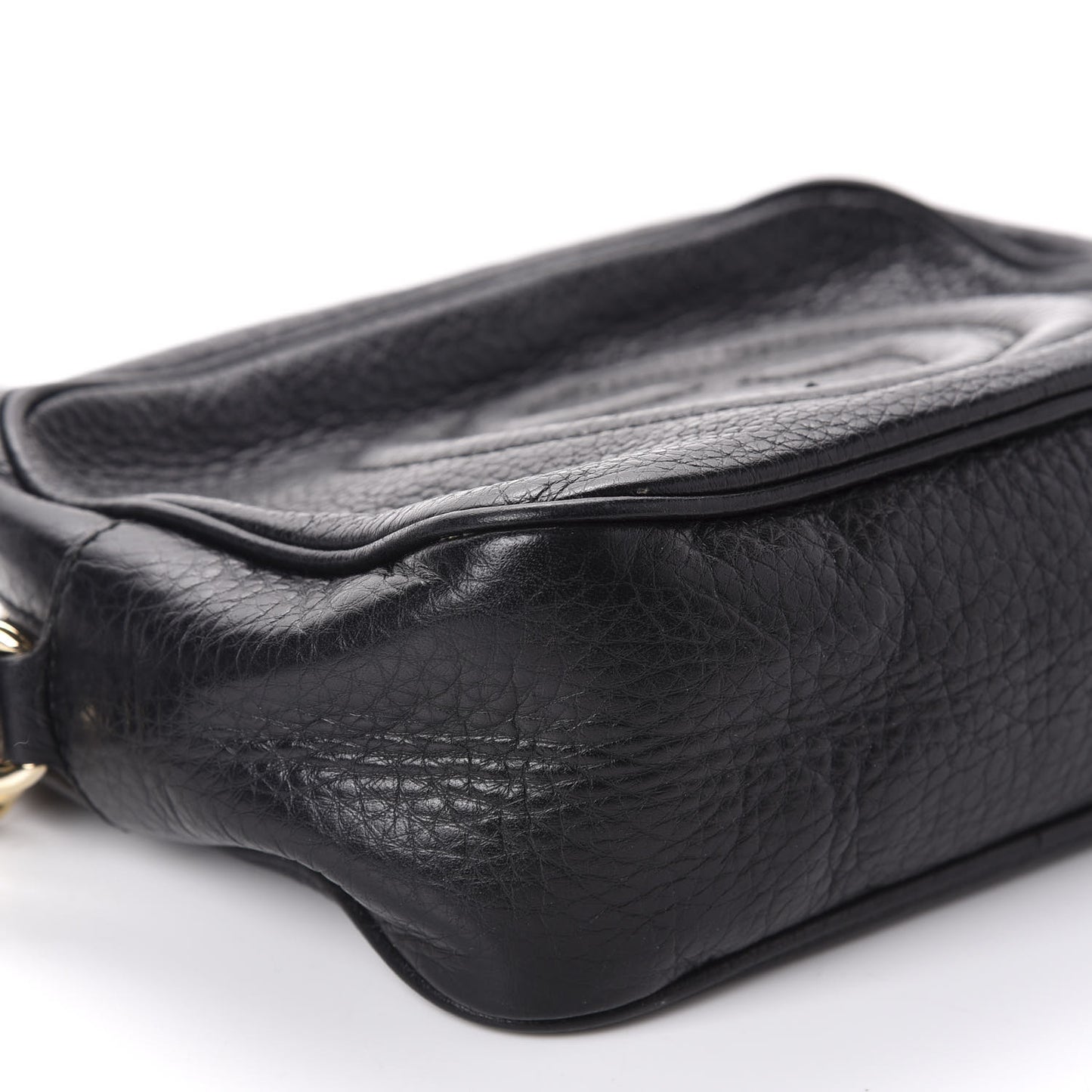Pebbled Calfskin Small Soho Disco Bag Black