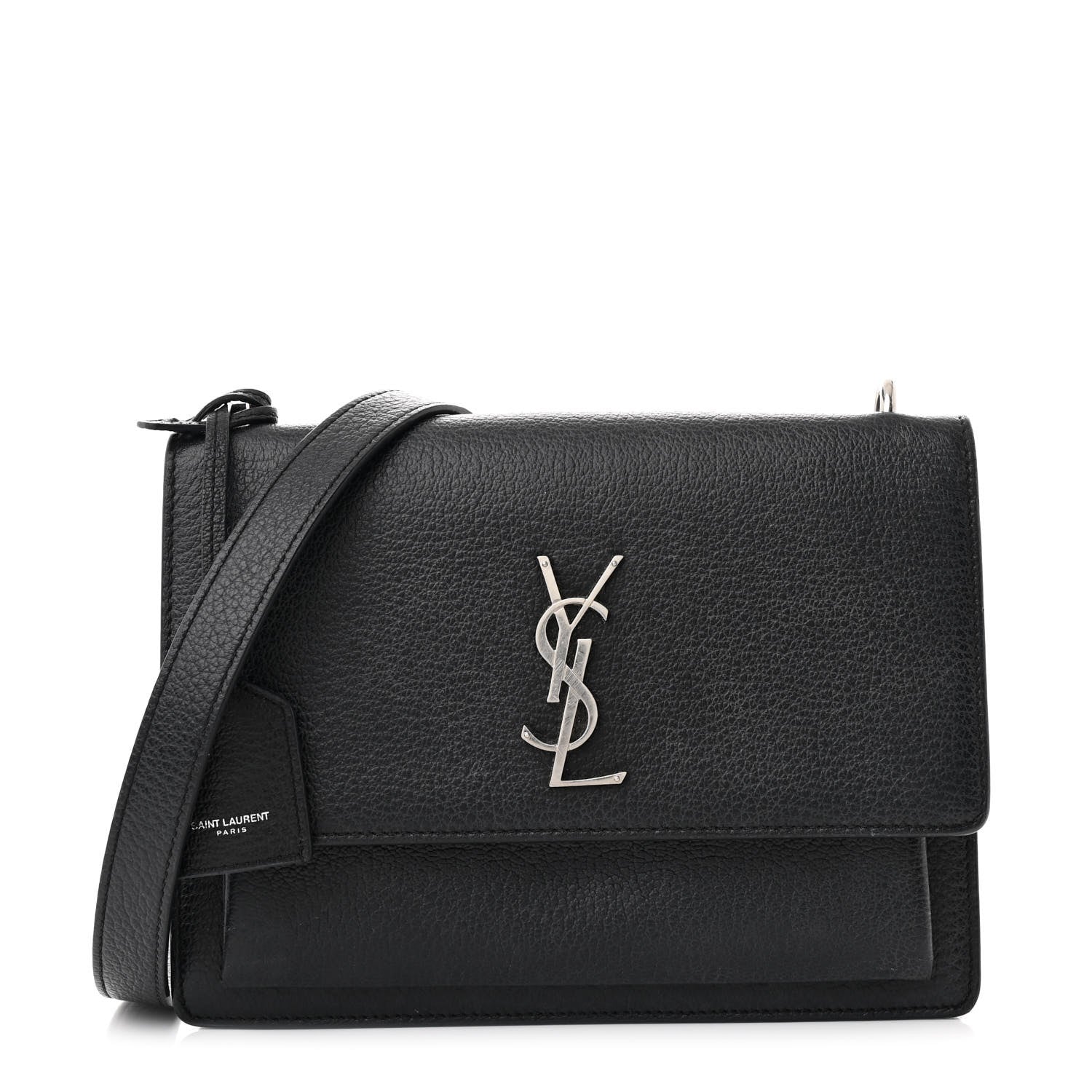 Saint Laurent Grained Calfskin Medium Monogram Sunset Satchel Black 1 of 12