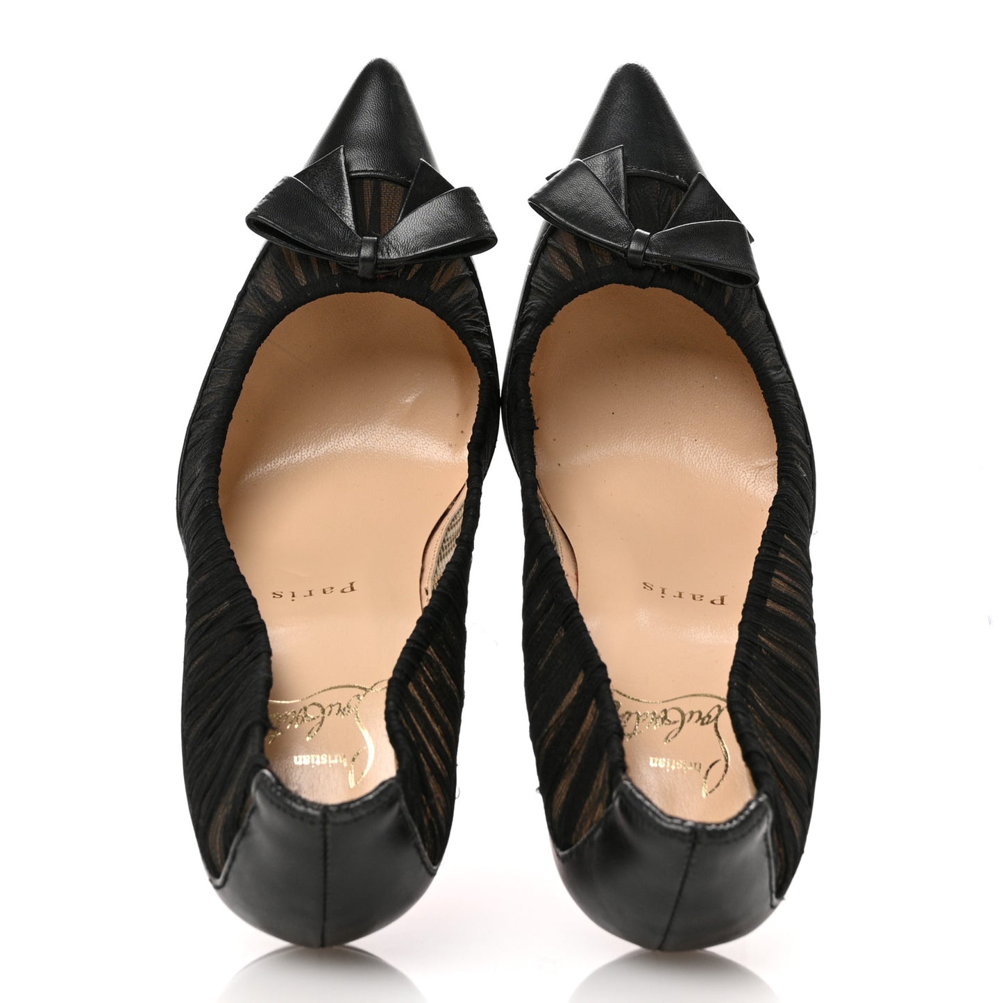 Tulle Calfskin Follies Draperia Bow 100 Pump 36 Black
