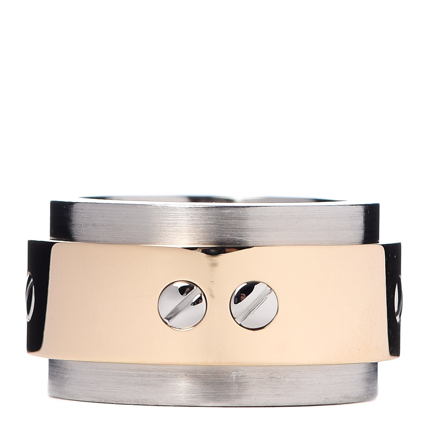 Cartier 18K Yellow Gold Stainless Steel 12mm Santos Ring 50 5.25 1 of 4