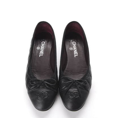 Chanel Aged Calfskin Quilted CC Cap Toe Ballerina Flats 39 Black 5 of 11