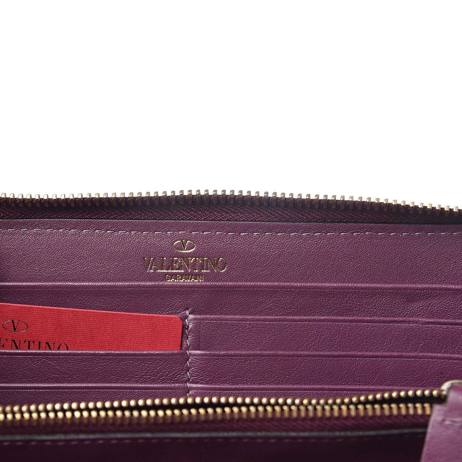 財布 VALENTINO Wallet Valentino Garavani Calfskin Rockstud Zip Around Wallet Purple