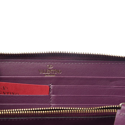 Valentino Garavani Calfskin Rockstud Zip Around Wallet Purple Violet 6 of 7