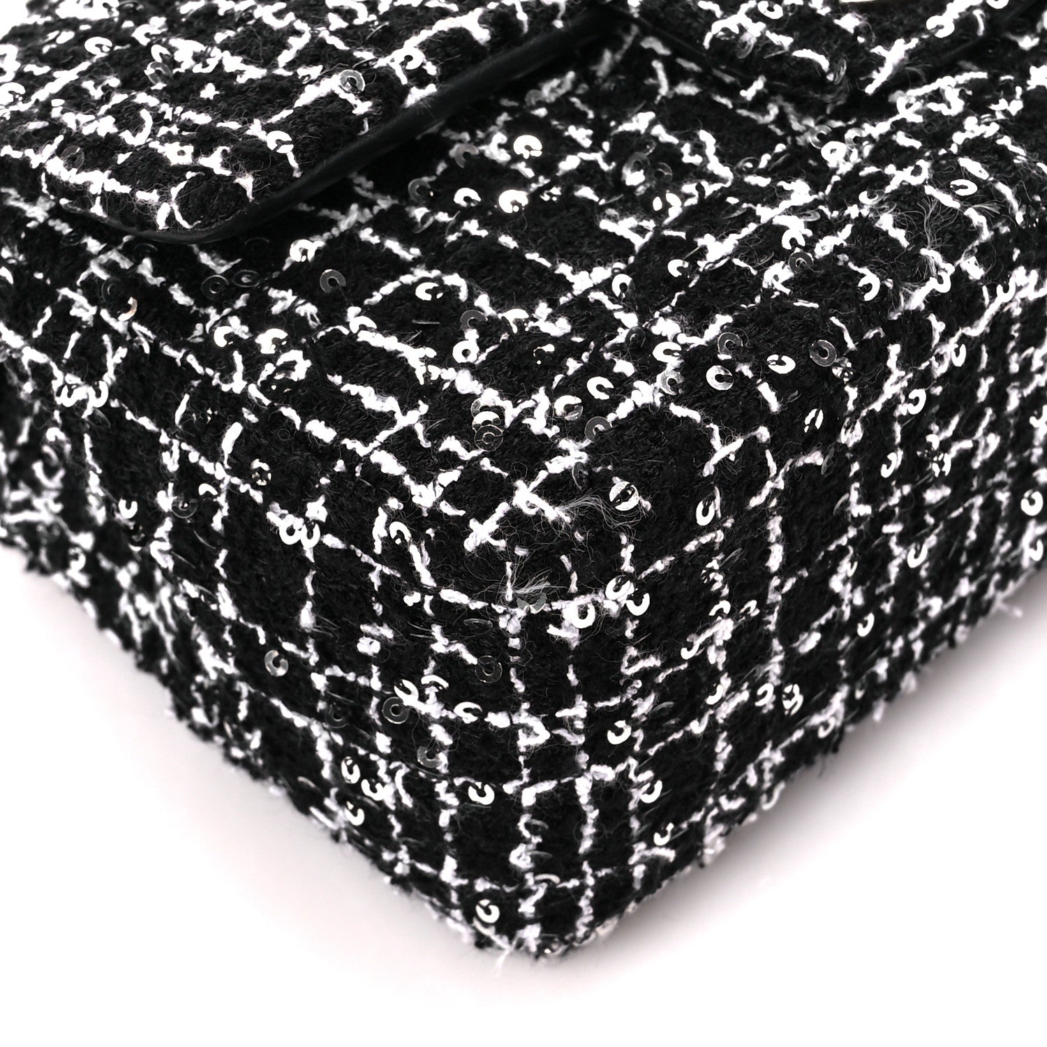 Chanel Tweed Quilted Mini Top Handle Rectangular Flap Black White 10 of 13