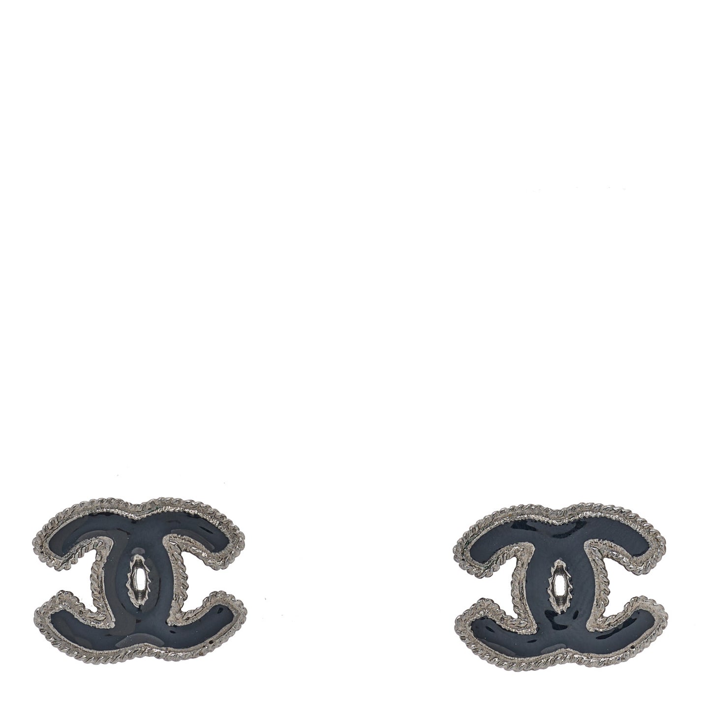Enamel CC Earrings Black Silver