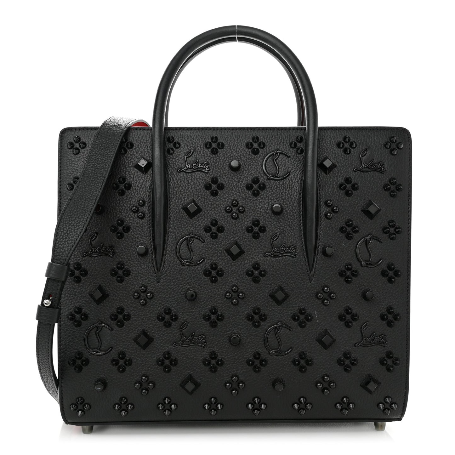Calfskin Spikes Loubinthesky Medium Paloma Black