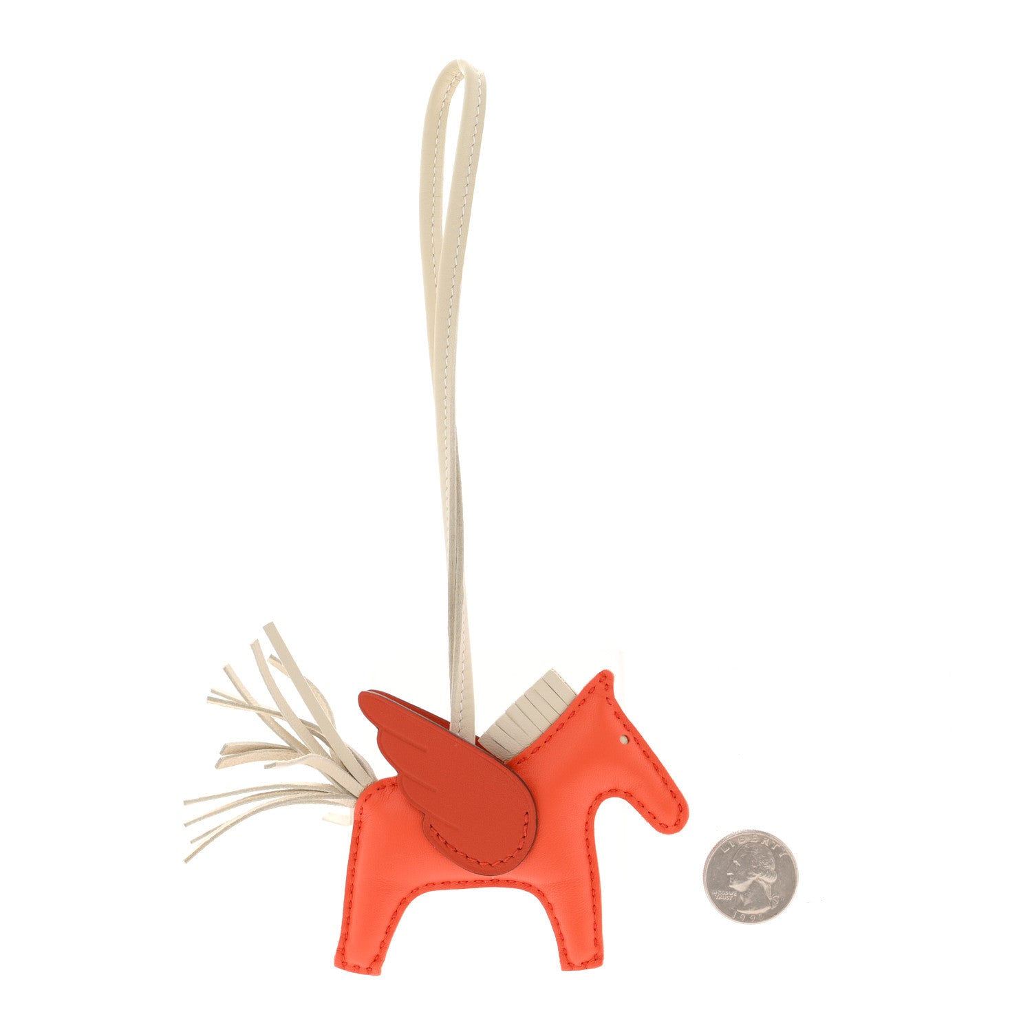 Hermes Milo Lambskin Grigri Rodeo Pegase Horse Bag Charm PM Orange Poppy Craie Terre Battue 2 of 5