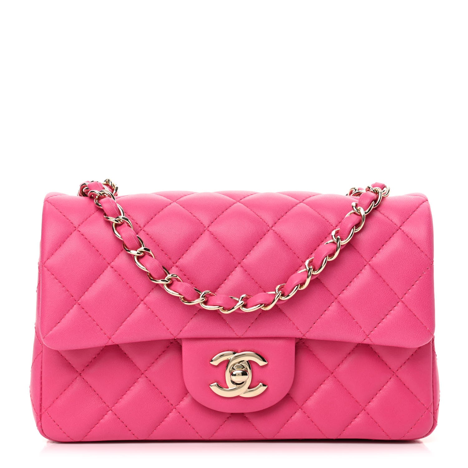 Chanel Lambskin Quilted Mini Rectangular Flap Fuchsia 1 of 20