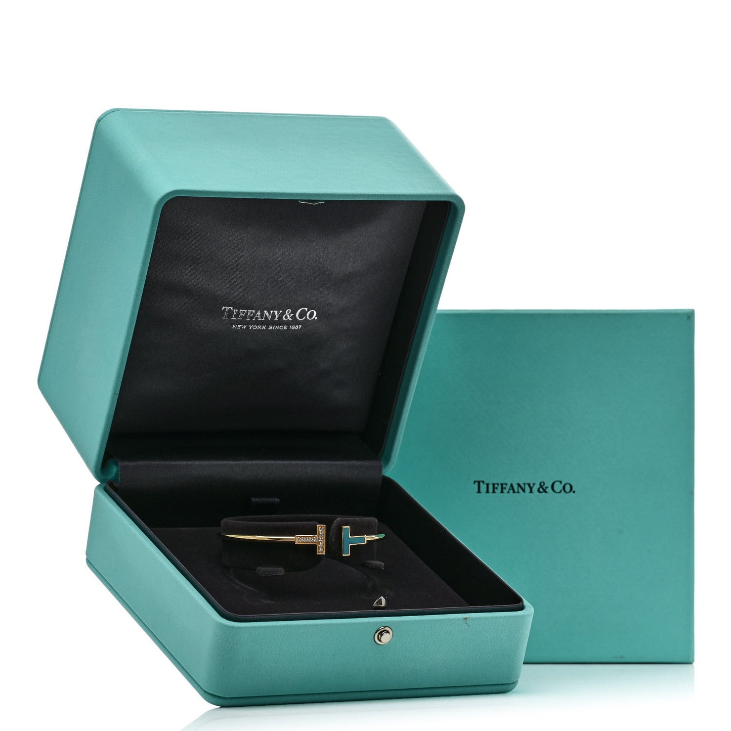 18K Yellow Gold Diamond Turquoise T Wire Bracelet