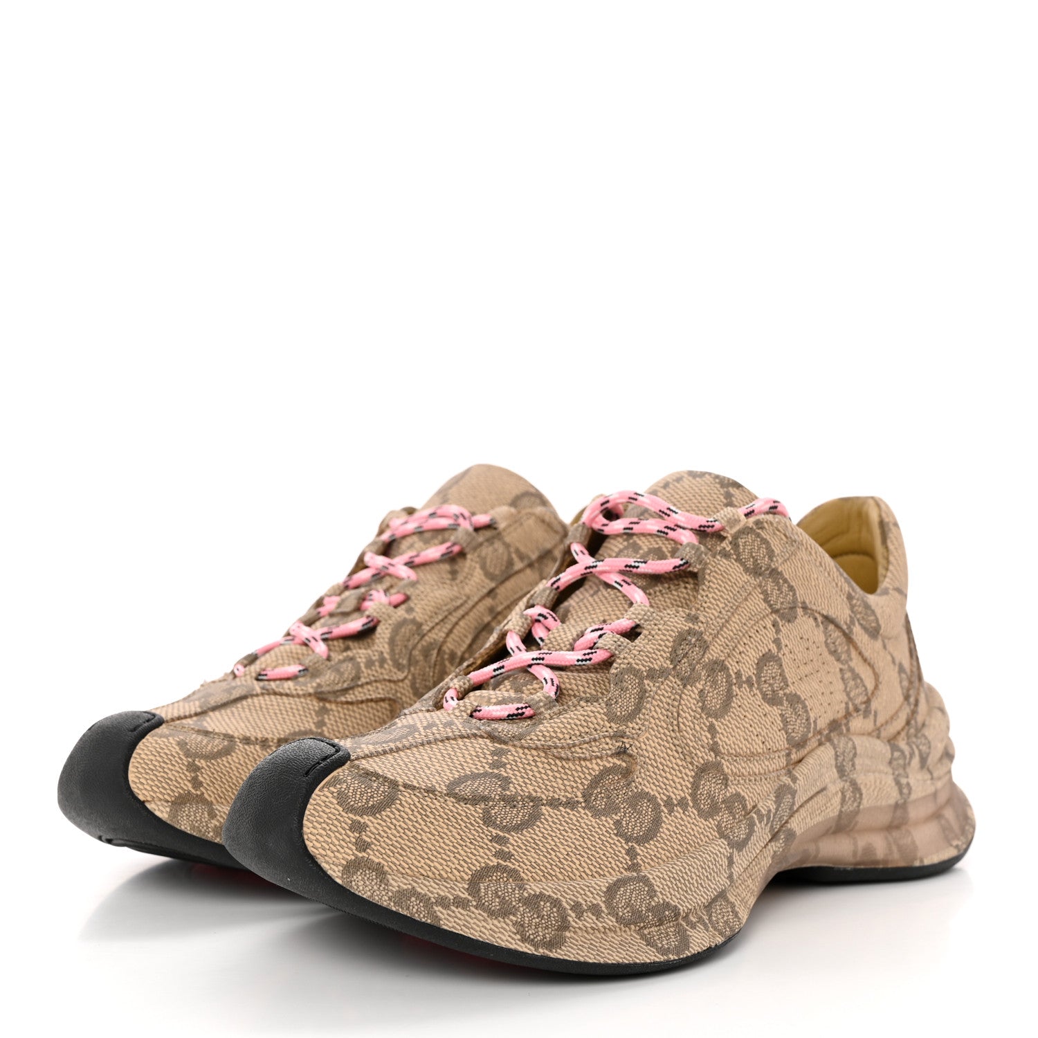 Gucci Ultralight Plume Calfskin Monogram Printed Womens Gucci Run Sneakers 38.5 Beige Ebony 3 of 9