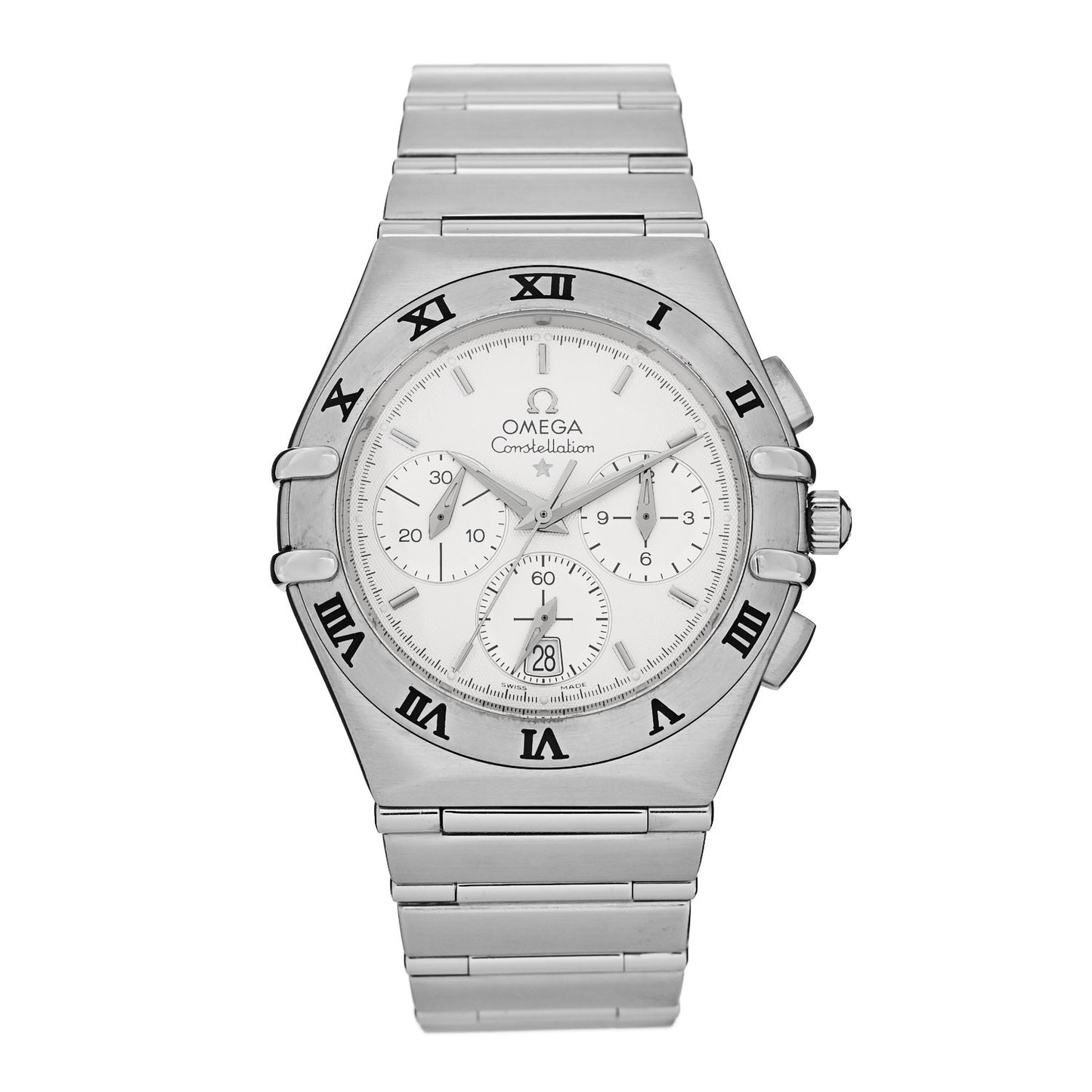 Stainless Steel 39mm Constellation Double Eagle Chronograph Quartz Watch White 1542.30.00