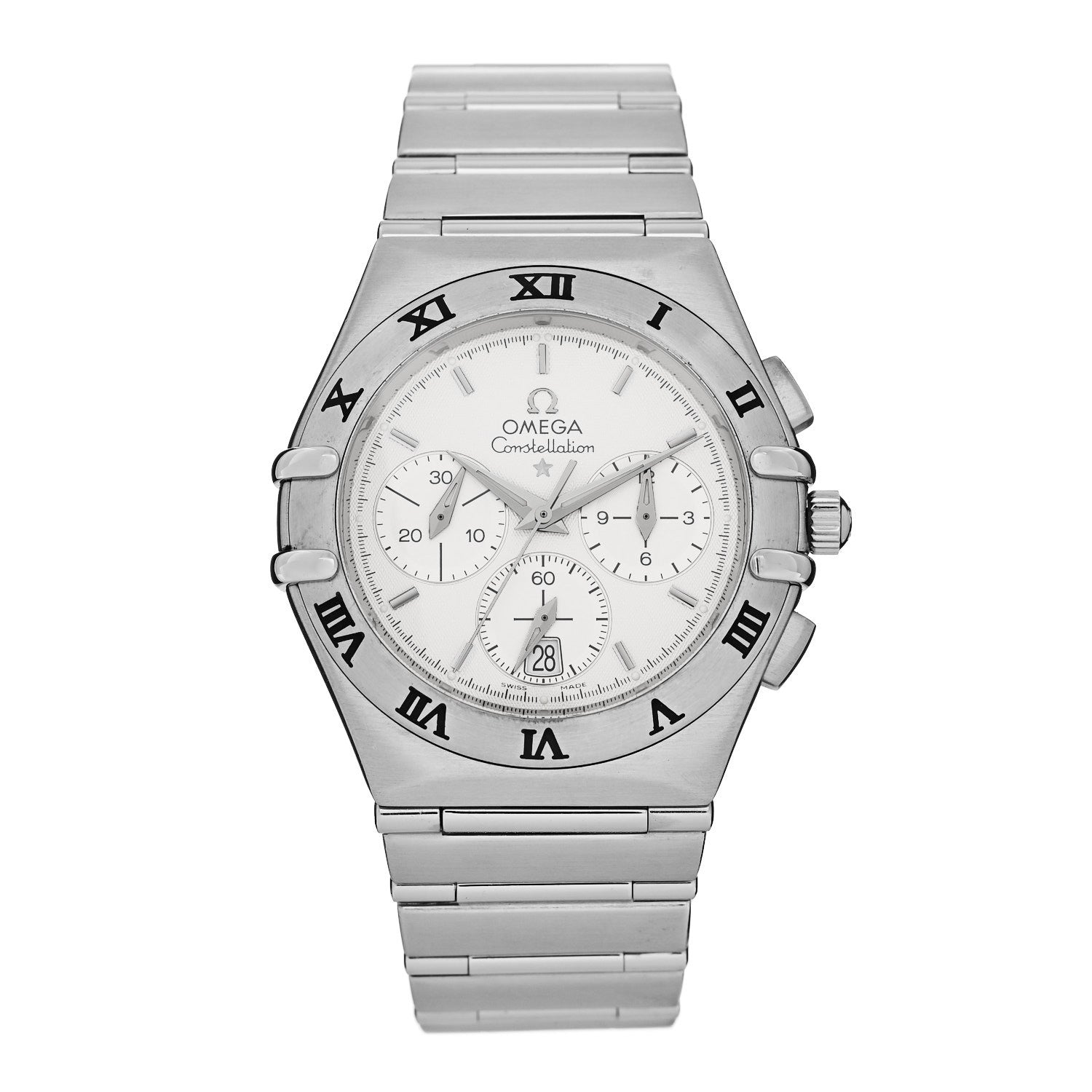 Omega Stainless Steel 39mm Constellation Double Eagle Chronograph Quartz Watch White 1542.30.00 1 of 4