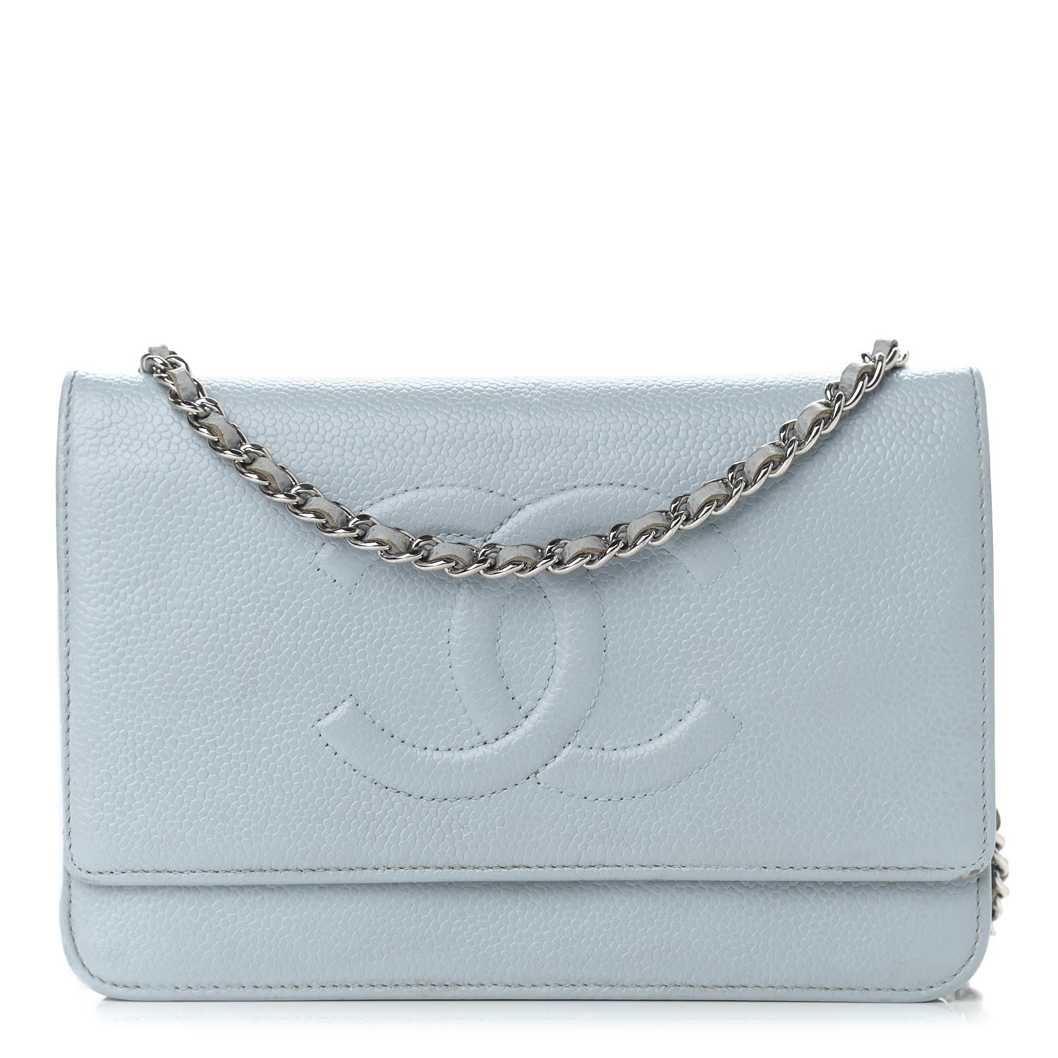 Chanel Caviar Timeless CC Wallet On Chain WOC Light Blue 1 of 16