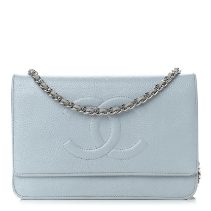 Chanel Caviar Timeless CC Wallet On Chain WOC Light Blue 1 of 16