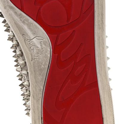 Christian Louboutin Nappa Laminato Dino Spikes Mens Yang Louis Flat Sneakers 45 Latte Silver 8 of 15