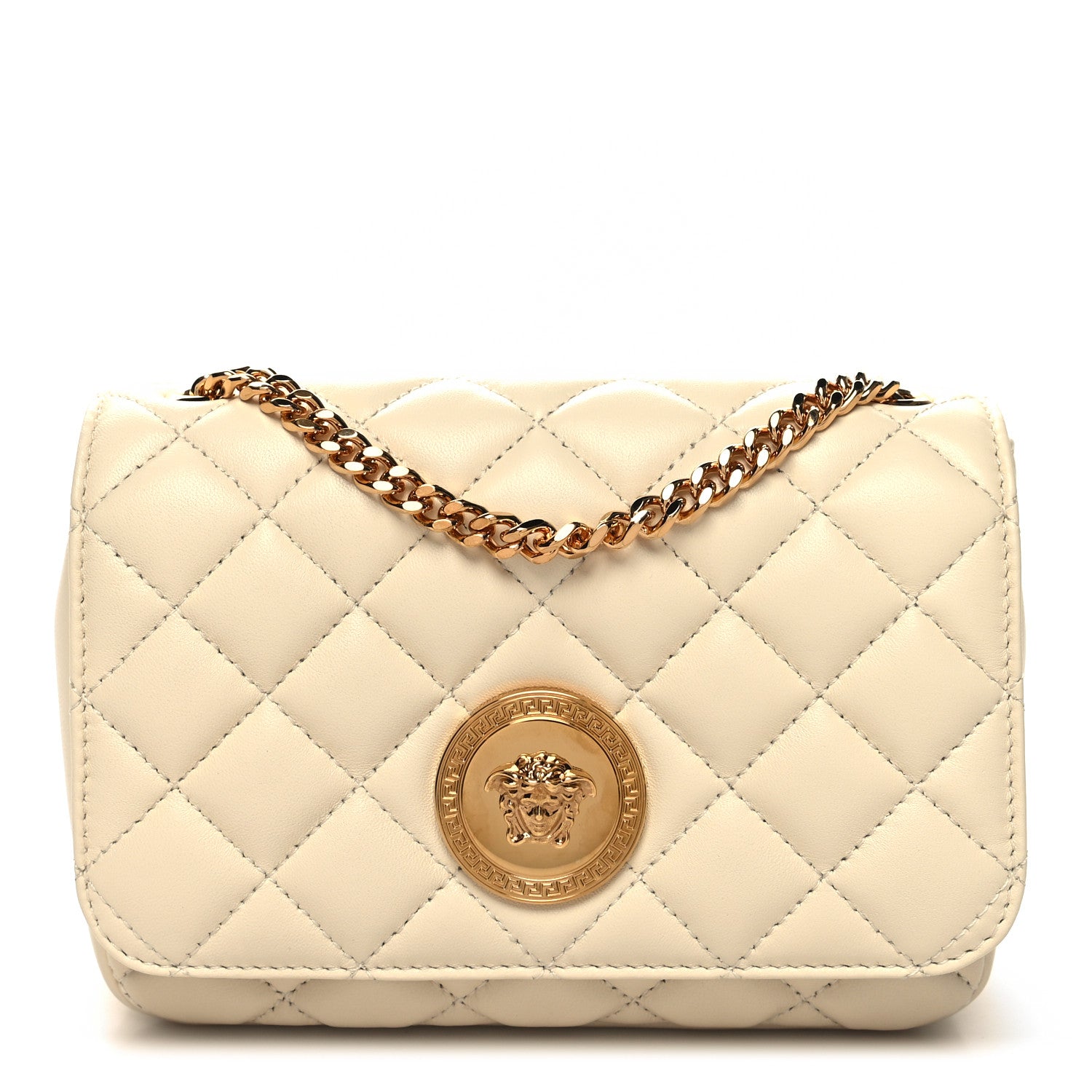 Versace Nappa Quilted Small Medusa Chain Crossbody White 1 of 9